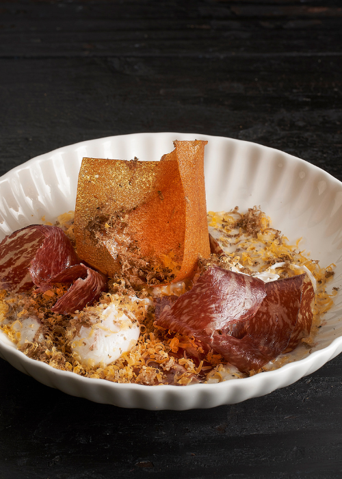 Gedroogde proscuitto met truffel