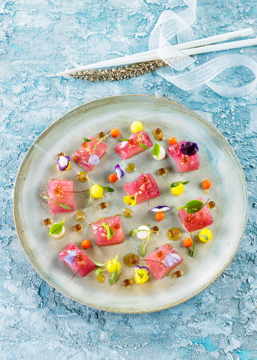 Marinierter Thunfisch mit Caviaroli Sesame